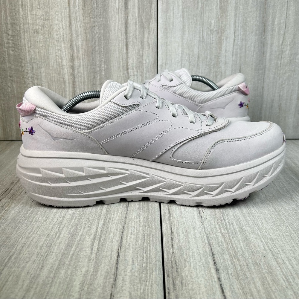 NEW Hoka One One Bondi L BP Floral Nubuck Leather Athletic Sneaker Mens Size 13 - Picture 4 of 10